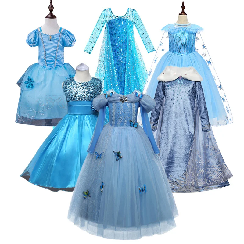 Vestido De Cosplay Para Ninas Conjunto De 2 Princesas De Aisha Frozen Disfraz De Navidad Fiesta De Cumpleanos De Elsa Vestido De Princesa Azul Cielo Vestidos Aliexpress
