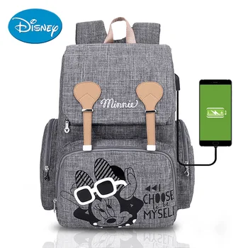 

Disney Mickey Baby Diaper Bags Backpack with USB Nappy Waterproof Maternity Baby Bag for Mom Large Capacity Mummy Stroller Bag