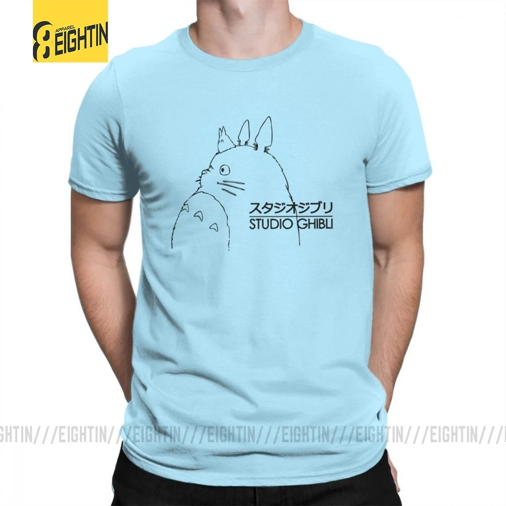 My neighit Totoro Studio Ghibli TotoroT-футболки Хаяо Миядзаки, мужские футболки с коротким рукавом, летняя одежда, футболки из чистого хлопка - Цвет: Небесно-голубой