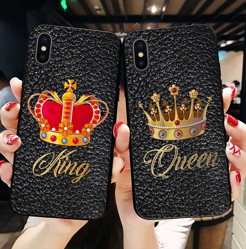 Золотые Чехлы King Queen 01 для iPhone 12 mini 11 pro max 6s 7 8 Plus 6 5 5S X XR XS se 2020 мягкий чехол из