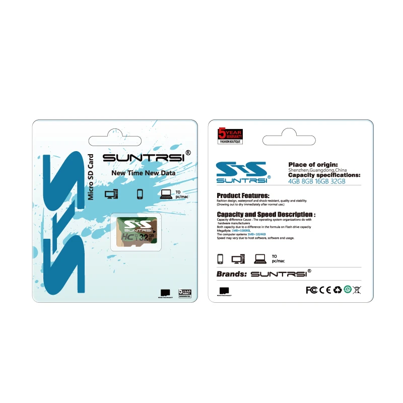Suntrsi карта памяти 256 ГБ 128 Гб Microsd зеленая Micro SD карта 64 ГБ 32 ГБ полная емкость 16 Гб класс 10 для камеры телефона