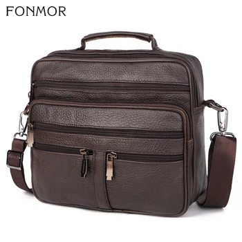 

Fonmor Genuine Leather Briefcase Male Laptop Cowhide Bag For Men Messenger Shoulder Bags Business Crossbody Bag Multi Zip Pocket