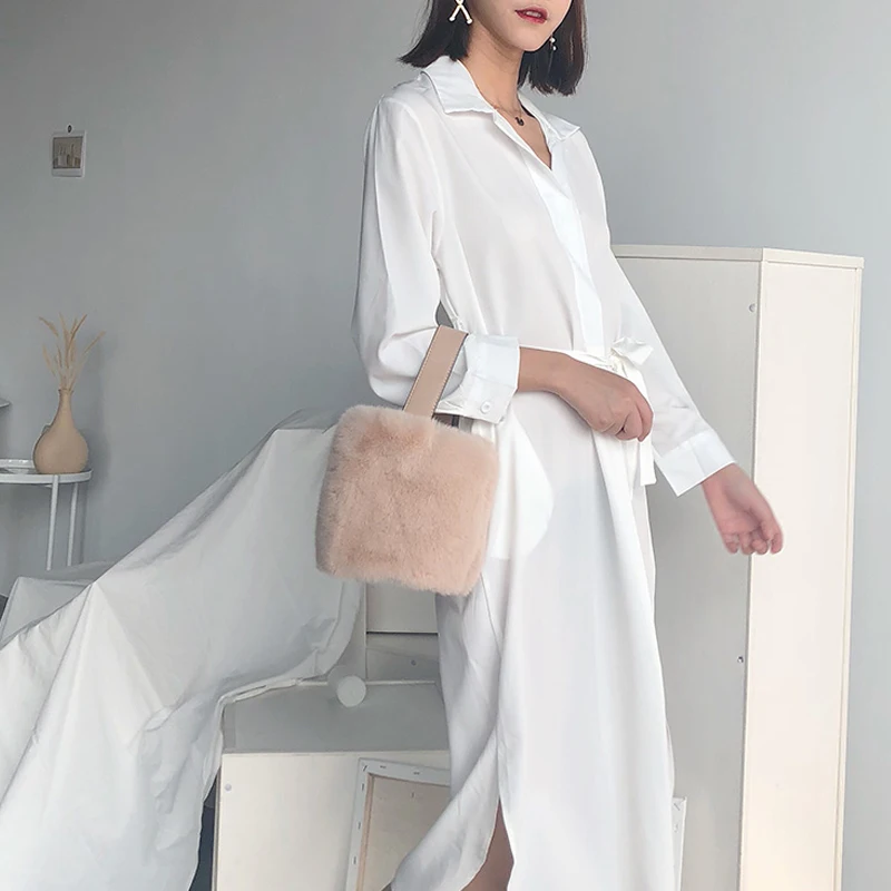 2019 осенняя и зимняя новая корейская модная мини сумка мешок меховая женская