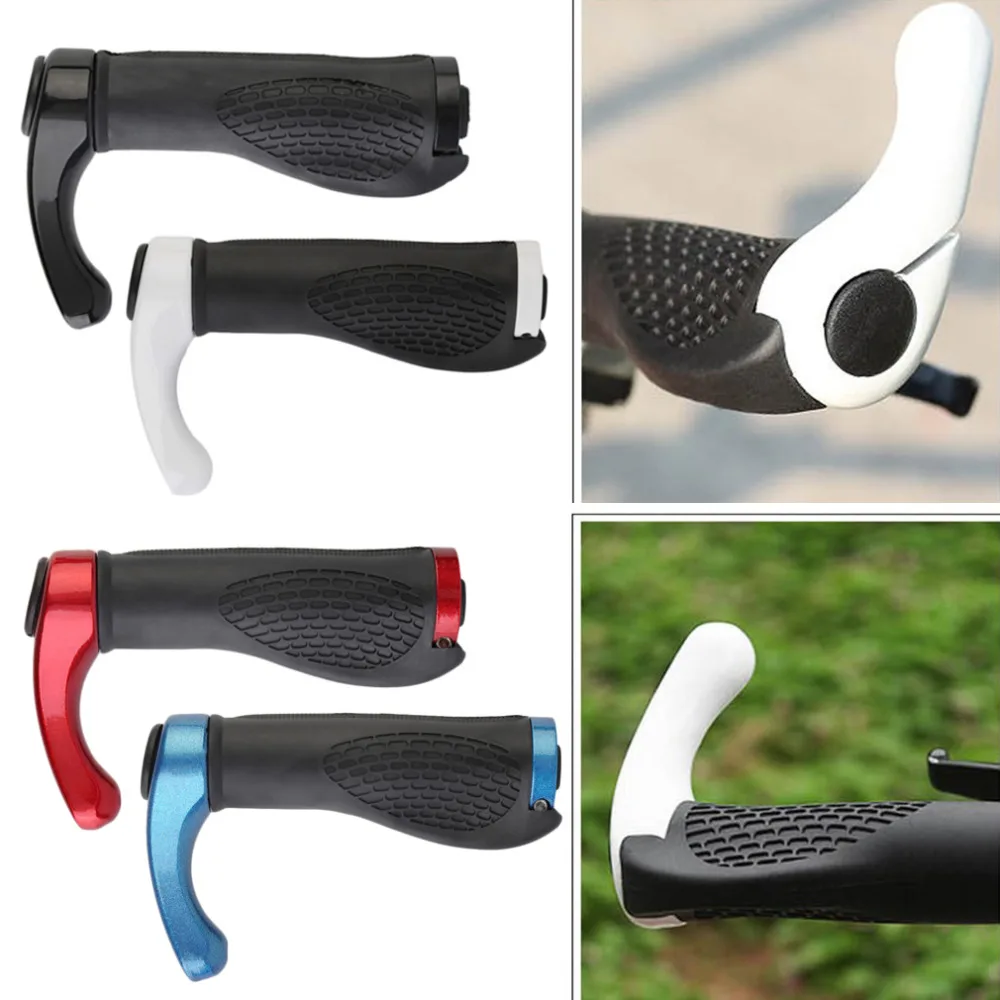 2pcs Cycling Handle Grip Bar End Durable Anti-slip Rubber Aluminum Alloy MTB Mountain road Bike Bicycle lock-on Handlebar Cover