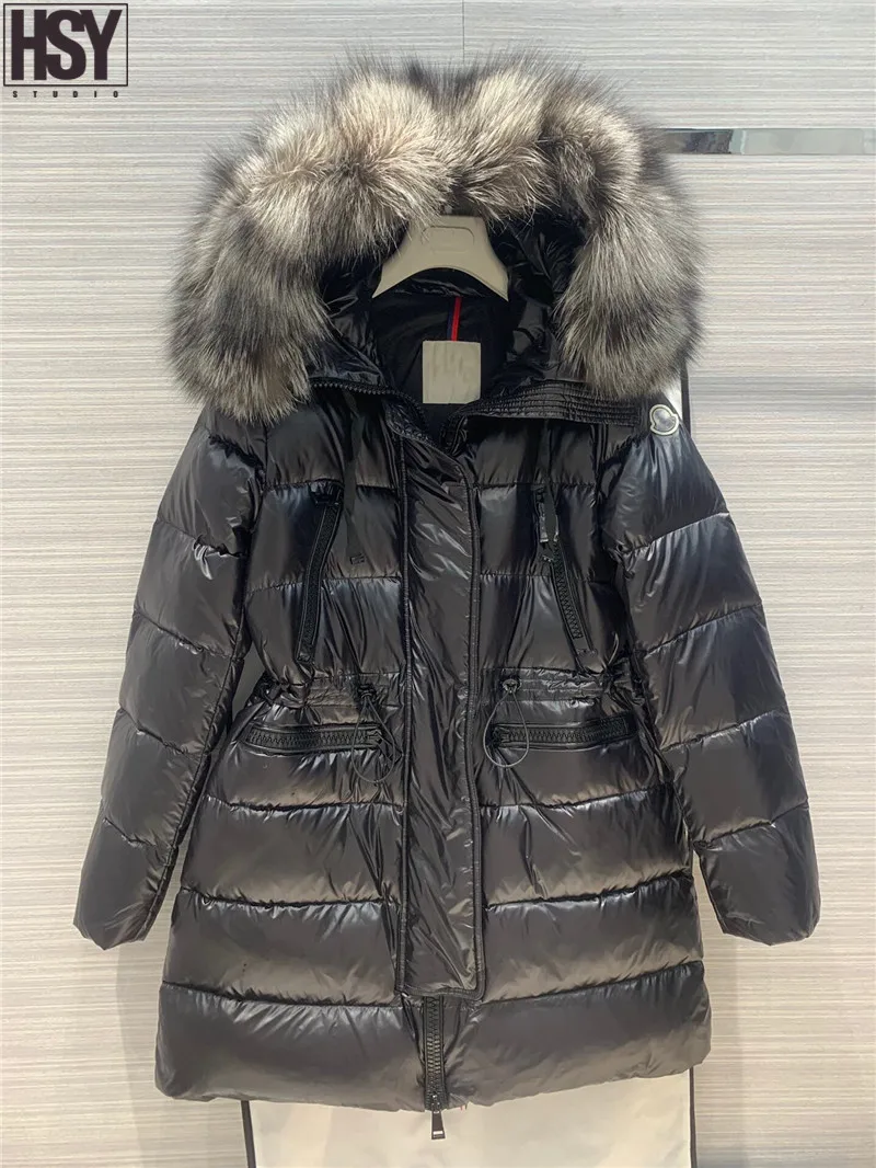 【HSY】2019 зимняя новинка женский большой меховой воротник из серебристой лисы 90%
