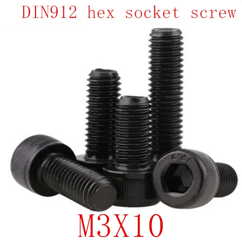 

50PCS DIN912 Grade 12.9 allen socket head screw M3*10 m3x10 Hexagon Socket Head Cap Screws Hex Socket Screw