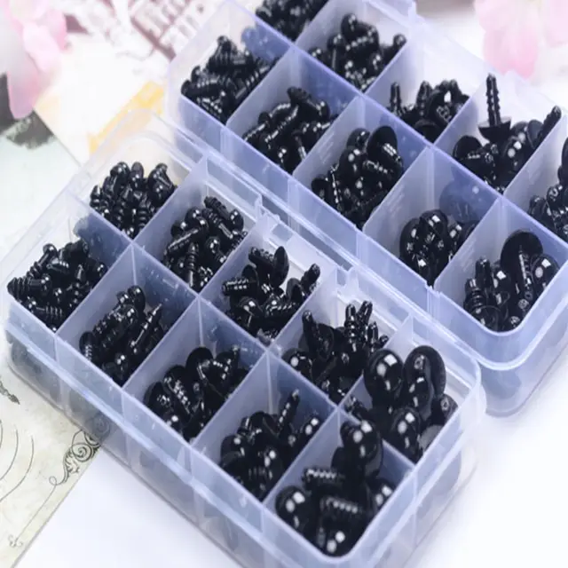 142pcs 6-12mm Black Plastic Craft Safety Eyes for stuffed Animal Doll DIY Toy 2