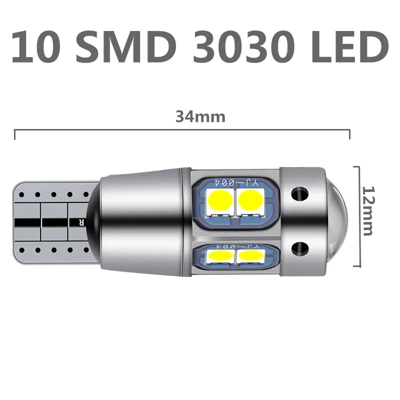 ASLENT 2PCS High Quality T10 W5W 168 192 Led Tail Light 3030 10smd 12V Car Led Auto Lamp CANBUS NO Error Car Marker Parking Bulb