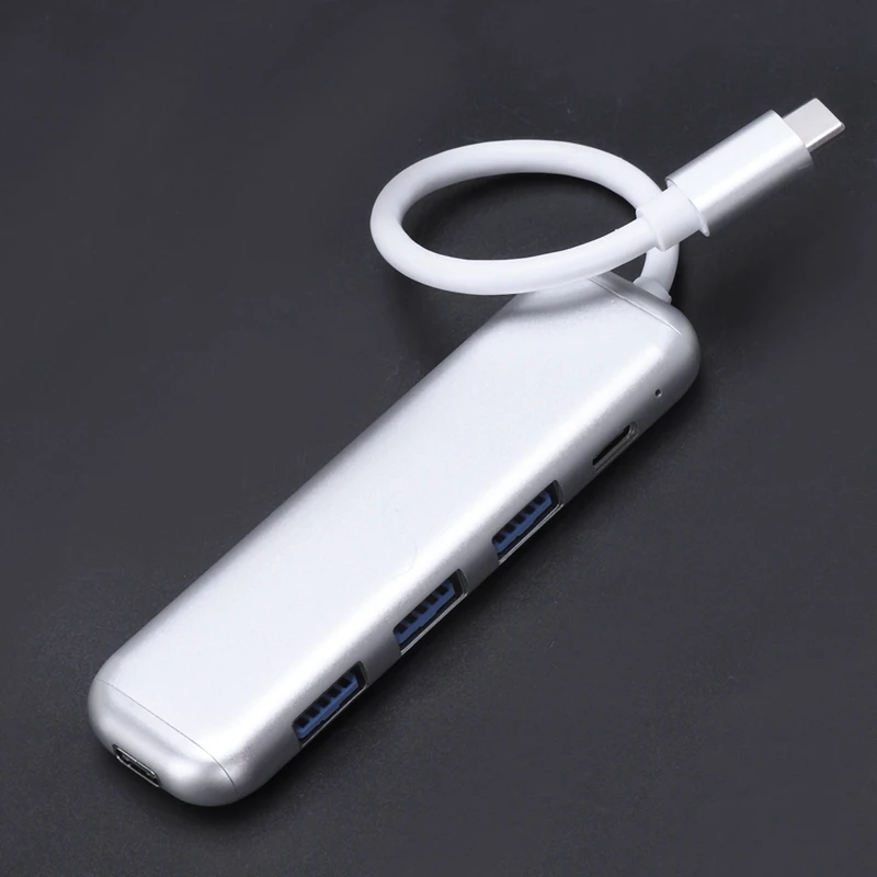 Портативный 5 в 1 type-C Usb 3,0 алюминиевый сплав концентратор адаптер с Pd быстрое зарядное устройство для ноутбука Macbook(серебро