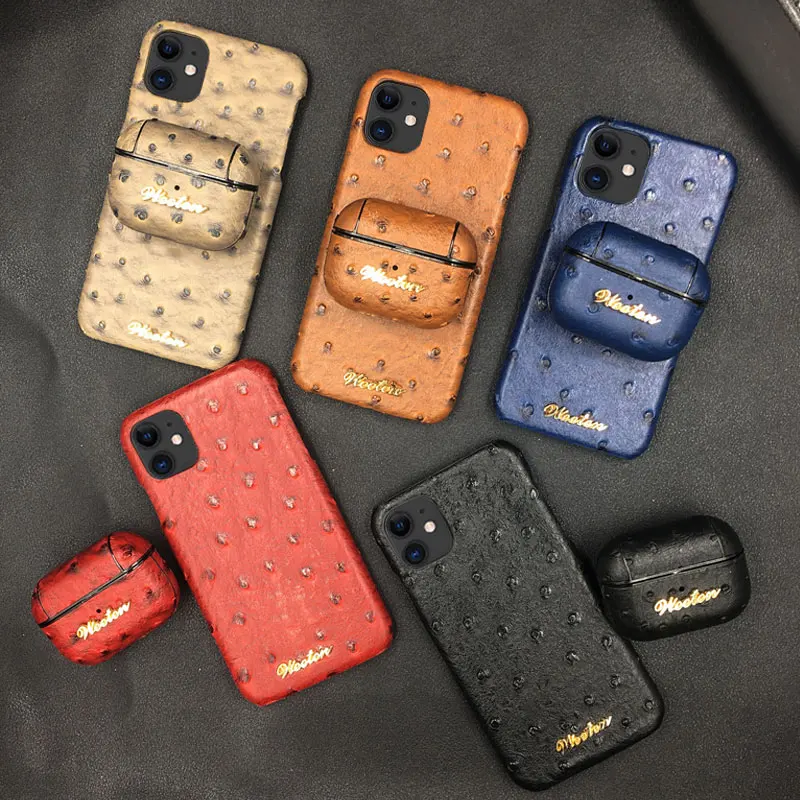 Роскошный чехол для телефона из пу кожи страуса iPhone 11 Pro Max XS 7 8 6s Plus X XR Жесткий