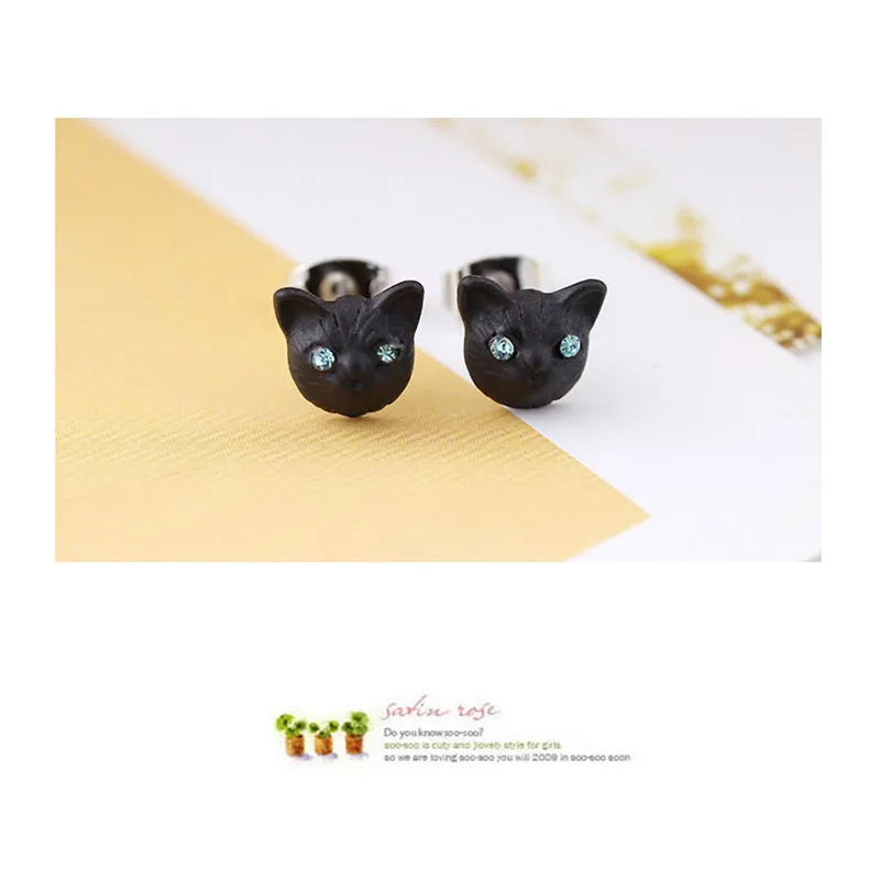 Корейские новые ювелирные изделия милые животные изысканный реалистичный черный милый кот серьги женские ювелирные изделия 3 цвета