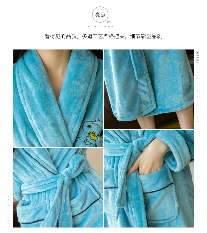 Winter robe women Chinese Female Coral Fleece night-robe Kimono Thick Warm Nightgown Sleepwear Women Casual Bathrobe Plus Size