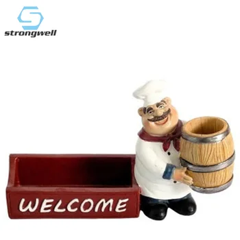 

Strongwell Nordic Chef Toothpick Holder Business Card Box Restaurant Decorations Creative Resin Crafts Desktop Home Decor Gifts