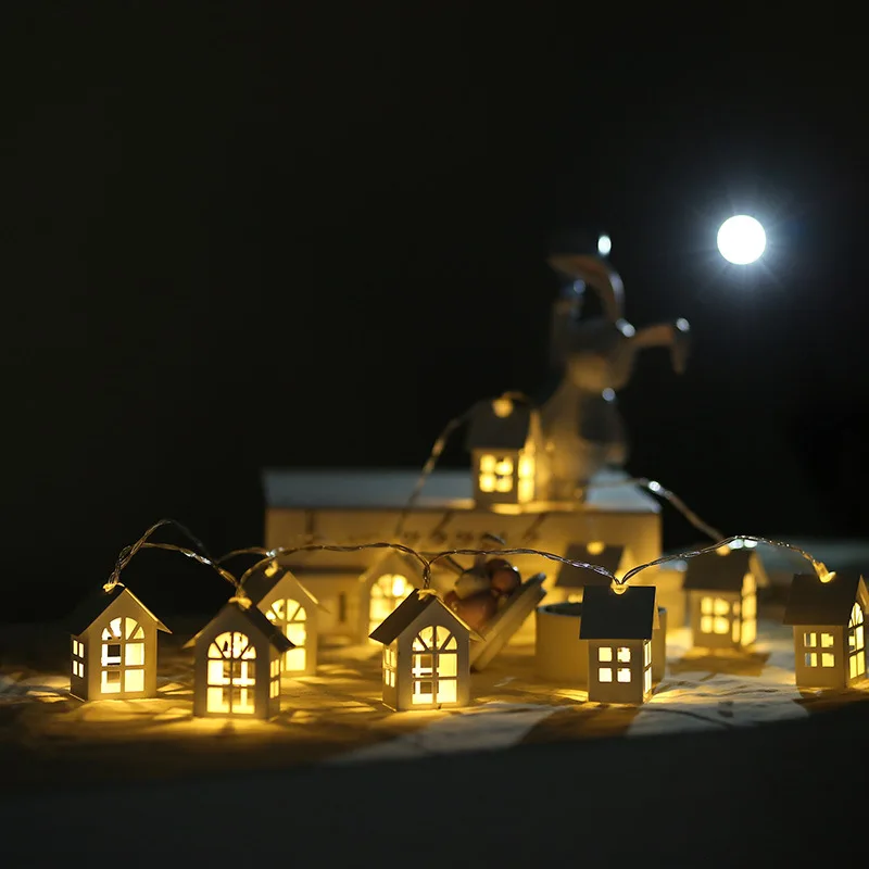 

New LED Garland Wood House String Light 1m/2m 10LEDs Room Decor String Lamp Wedding Party Holiday Fairy Light Novelty Lamp QW255