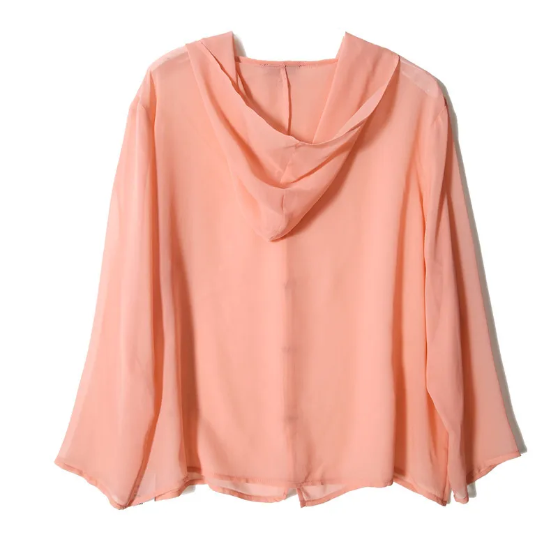 SuyaDream Hooded Blouse Women 100% Silk Georgette