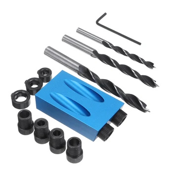 

7/14PCS Pocket Hole Screw Hole Locator Drill Bits Woodworking Guides Tool Drill Guide Set Hole Puncher DIY Carpentry Tools
