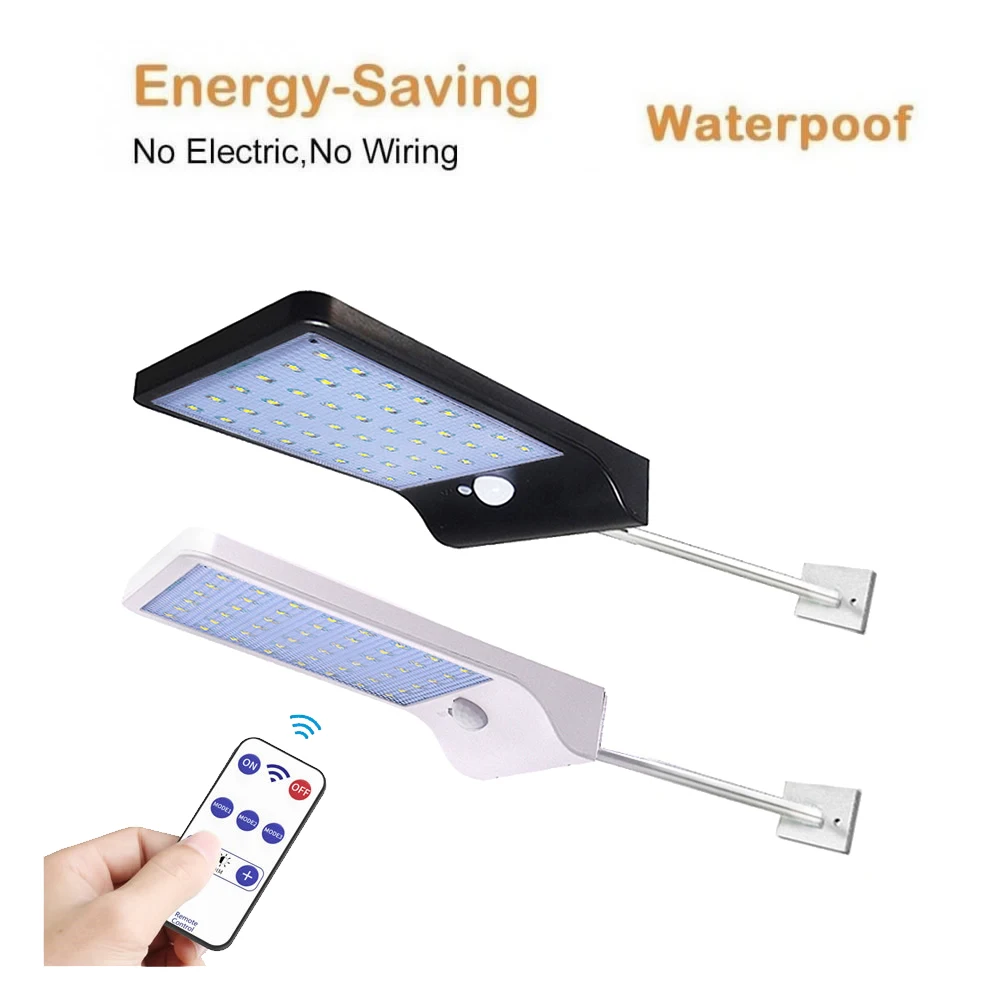 

remote 48/36 LED Solar powered Waterproof Infrared motion Sensor Garden Light Pathway Street Path Yard Wall street lamp w pole