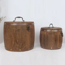 Горячая мини деревянная бочка контейнер для хранения для чайного листа мучной кофе в зернах TI99