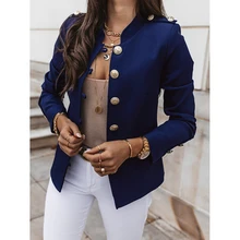

2021NEW Vintage Blazer Women Office Jacket Streetwear Autumn Button Solid Color Elegant Long Sleeved Slim Breasted Small Blazer