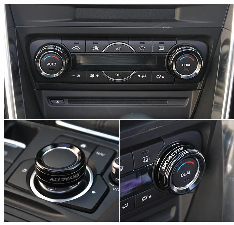 Aluminum AUX Media Control Air conditioner Cover Ring Trim For Mazda 3 AXELA MAZDA 6 ATENZA CX-3 CX-4 CX-5 CX-9 MX-5 car air conditioner trim strips