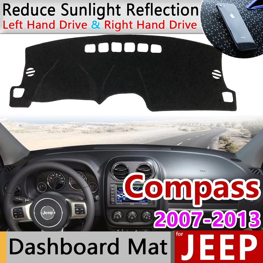 Для Jeep Compass 2007~ MK1 MK49 Противоскользящий коврик, коврик на приборную панель Зонт коврик для приборной панели автомобиля аксессуары 2008 2009 2010 2012