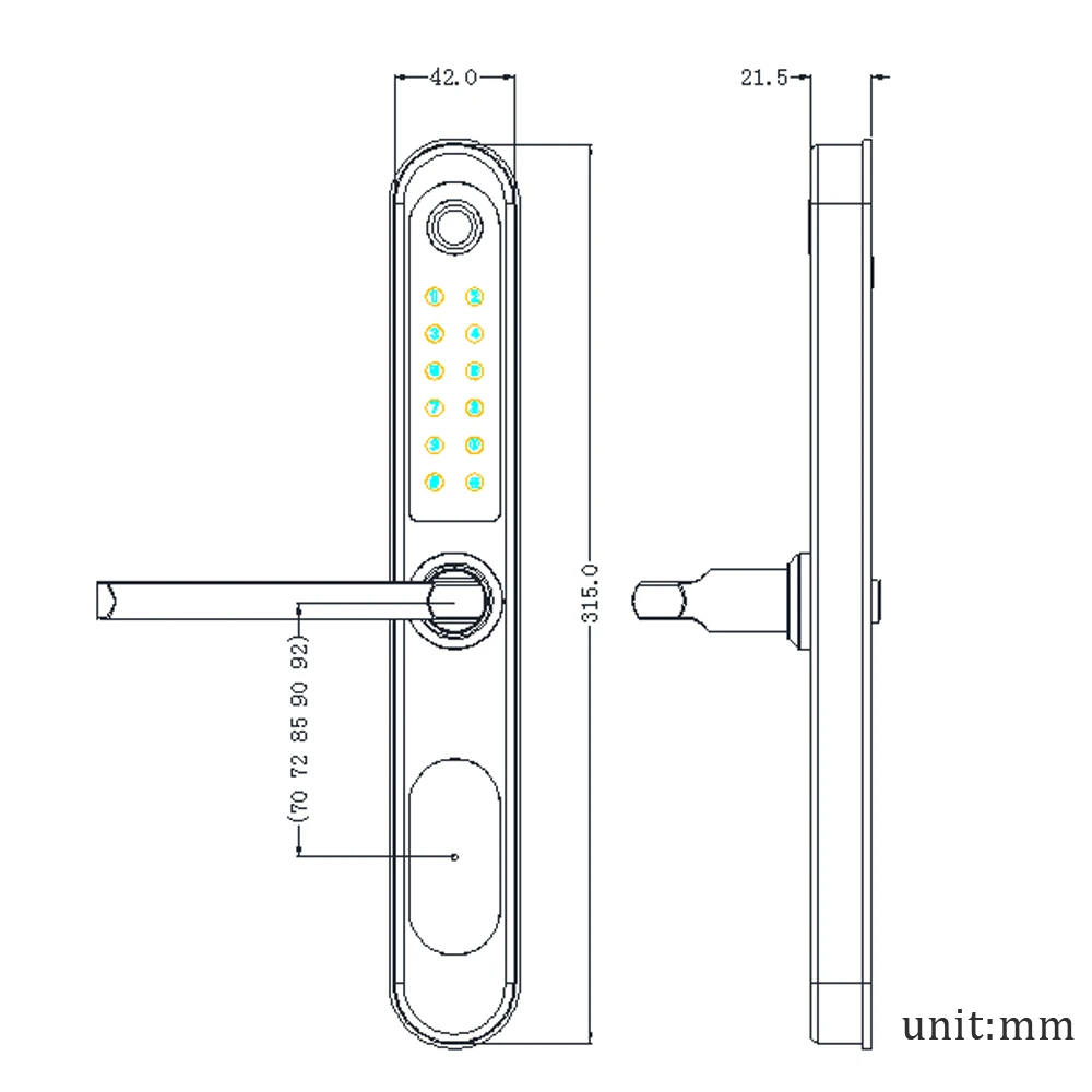 Digital Sliding Door Lock Keyless Smart Biometric Fingerprint Door Lock With Small Mortise For Office and Home
