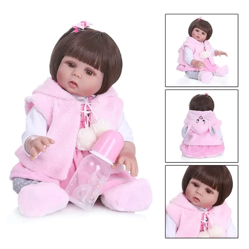 48 см Симпатичные Reborn Baby Doll Реалистичные Полный мягкого силикона Виниловый фон для новорожденных младенцев Плюшевые игрушки куклы для девочек одежда принцессы реалистичные ручной работы подарок R7RB