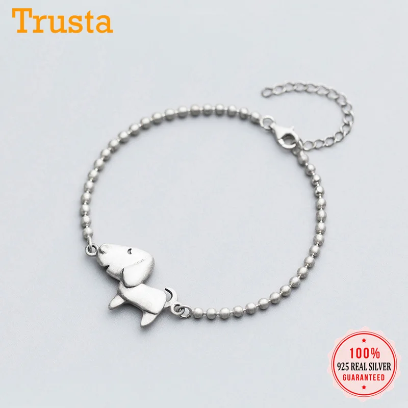 

Trustdavis Fashion 100% 925 Sterling Silver Minimalist Dog Beads Bracelets For Women Hand Accessories Silver 925 Jewelry DS2260