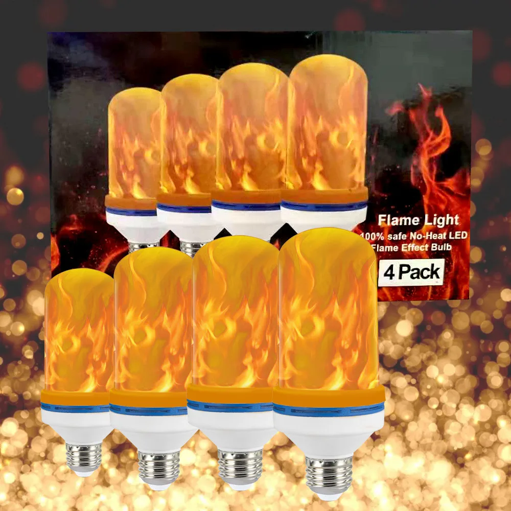 

E27 Flame Bulb 85-265V LED Flame Effect Fire Light Bulbs Flickering Emulation Fire Light With Gravity Sensor Decor Lamp 4 modes