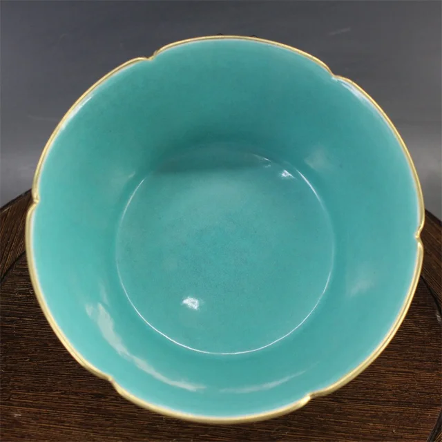 Qing -Dinasztia Yongzheng Királyi Zománc Pasztell Arany Virág Száj Tál Porcelán Kollekció - Image 3