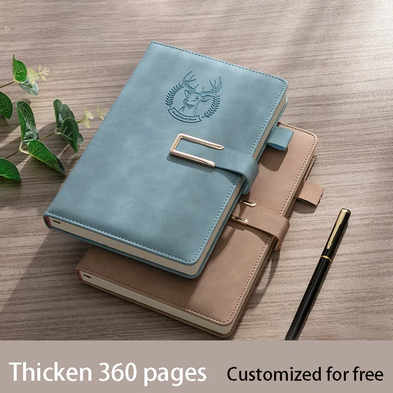 

Gift Box Set Custom Notebook Printed Logo Thickened Business Office Meeting Soft Leather Bronzing Simple Diary Student Notepad
