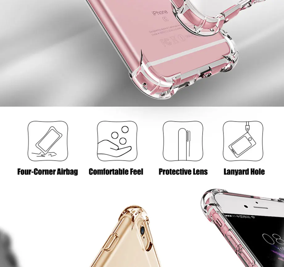 Чехол для телефона для iPhone 6 6s 7 8 плюс Силиконовый противоударный чехол для iPhone 11 Pro Max X Xs Max XR прозрачной защитной задней панели Чехол