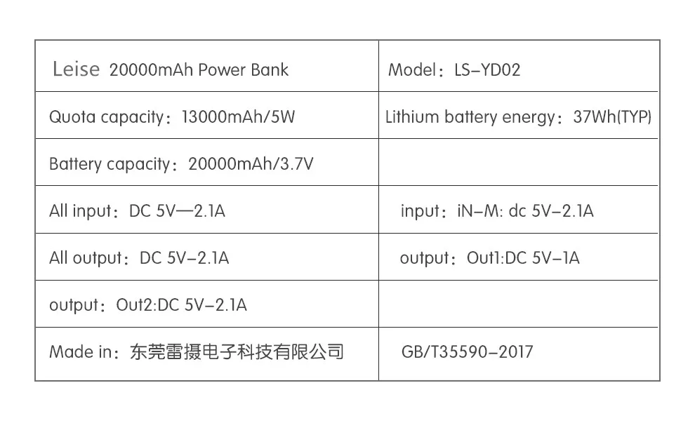 Leise power Bank 20000 мАч портативное зарядное устройство USB power Bank Внешнее зарядное устройство для samsung IPhone HUAWEI Xiaomi