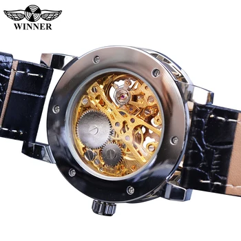 Winner Black Golden Retro Luminous Hands Fashion Diamond Display Mens Mechanical Skeleton Wrist Watches Top Brand Luxury Clock 4