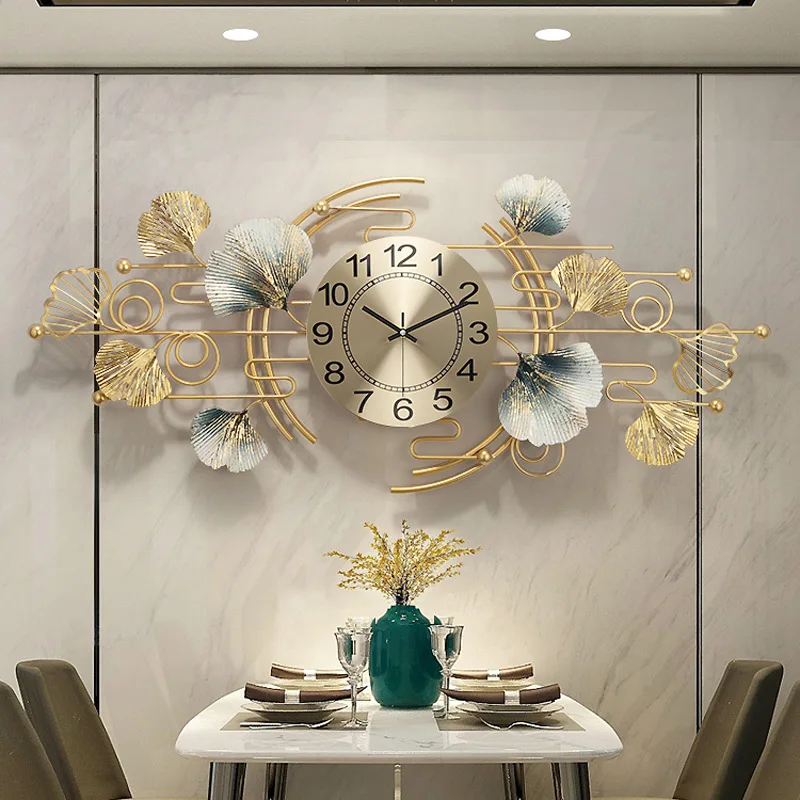 

Fashion Creative Art Wall Clock Living Room Home Decor Modern Light Luxury Clocks Household Atmospheric Silent Metal Wall Watch