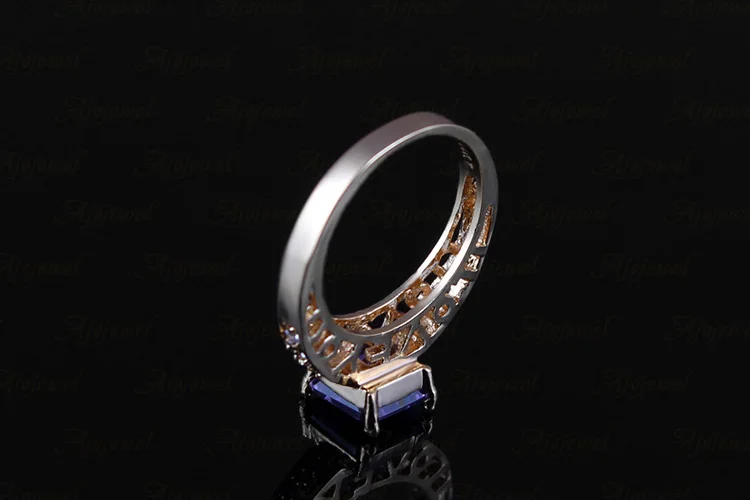 Ajojewel Square Purple Cubic Zircon Wedding Rings For Women Size 8 Crystal Golden Ring Anel Bague Bijoux