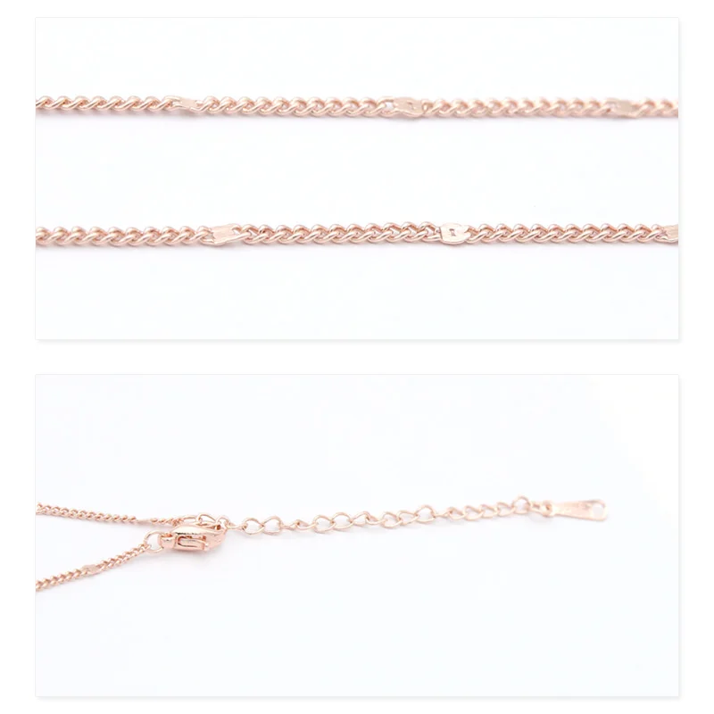 S&Z DESIGN New Fashion Elegant Luxury Colorful Square Crystal Pendant Necklace For Women 585 Rose Gold Color Jewelry