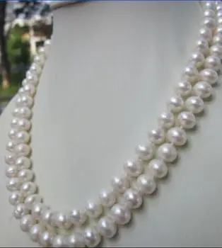 

New ho AAA 9-10MM ROUND SOUTH SEA GENUINE WHITE PEARL NECKLACE 36" 50” yellow Clasp