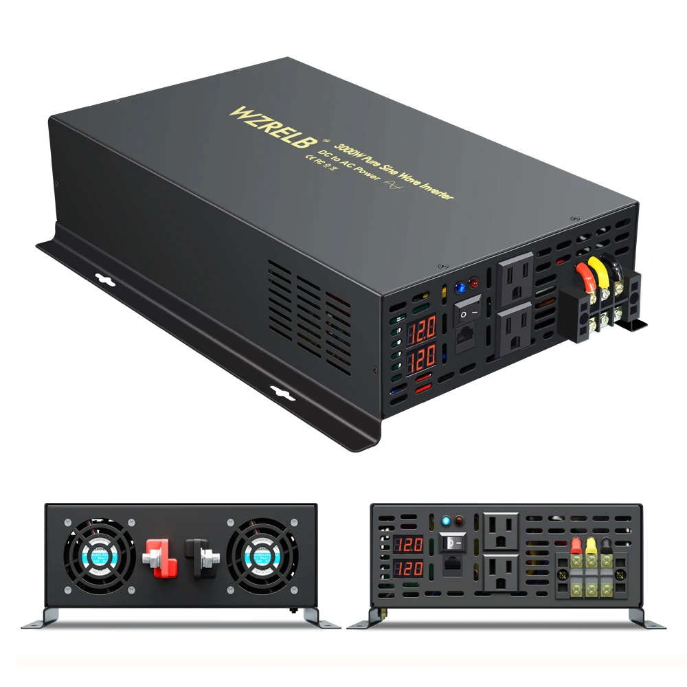 

3000W Off Grid Pure Sine Wave Power Inverter 24V to 220V Solar Inverter 12V/48V/96V/110V DC to AC 120V/230V/240V Wired Control