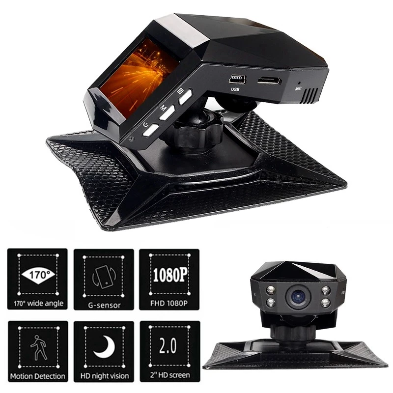 

Car DVR Dash Camera Rear View Video Recorder 2 Inch 1080P HD WDR Loop Recording G-sensor Night Vision 170Â° Wide Angle Dash Cam