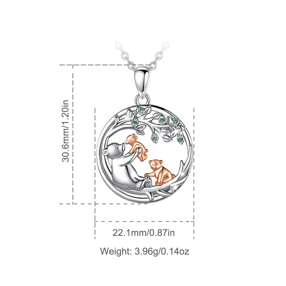 ECHOOY Collana Mamma E Bambino Con Pietra Di Luna - Ciondolo Cuore In Argento 925 - Regalo Festa Della Mamma