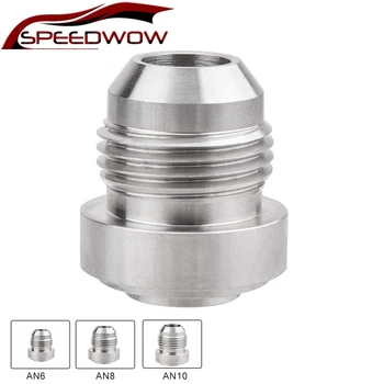 

SPEEDWOW 304 Stainless Steel Male Weld Bungs Hose Adapter Fuel Pipe Connector Straight Weld On Fitting AN6 AN8 AN10 2Pcs