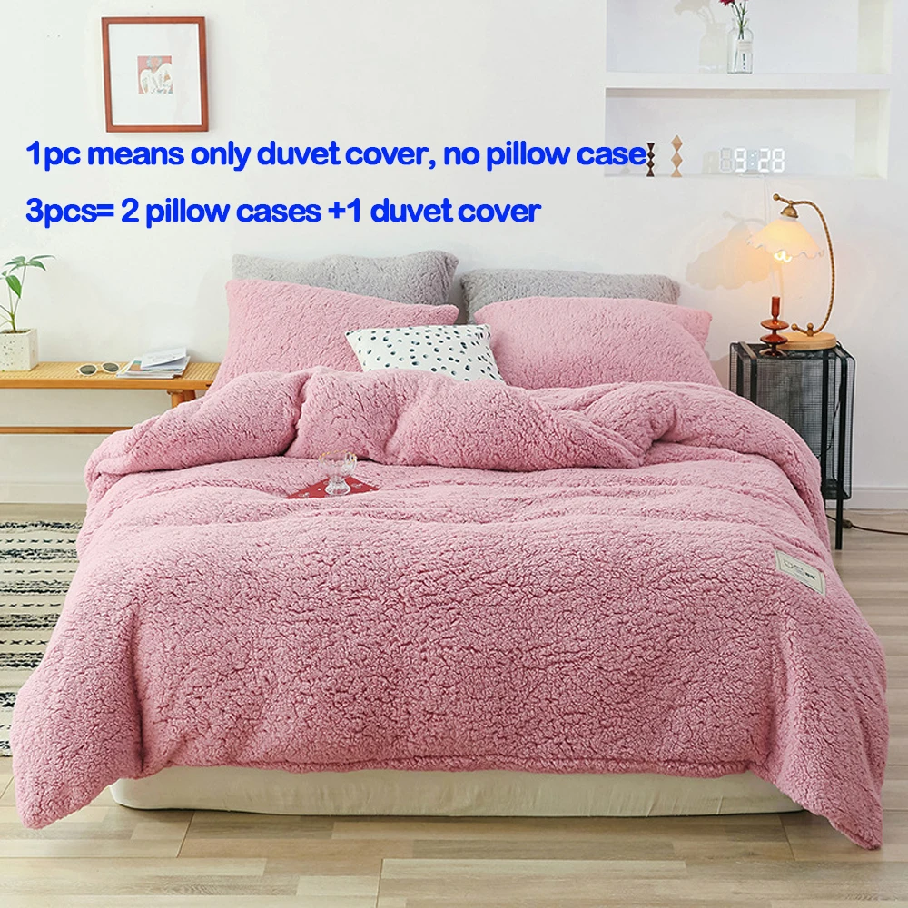 Dark Pink Комплект постельного белья из овечьей шерсти и кашемира, набор пододеяльников для пуховых одеял, мягкий зимний теплый пододеяльник, чехол для подушки из плотного флиса - Цвет: Dark Pink
