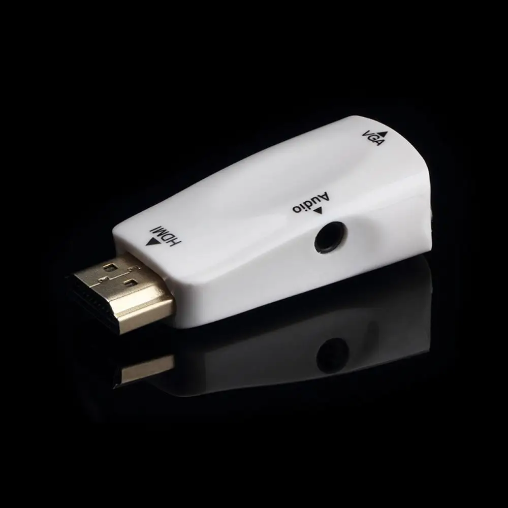 White HDMI мужчина к вставной конвертер для VGA коробка адаптер с аудио кабель для ПК HDTV+ 3,5 мм аудиокабель AV для ПК черный белый - Цвет: White