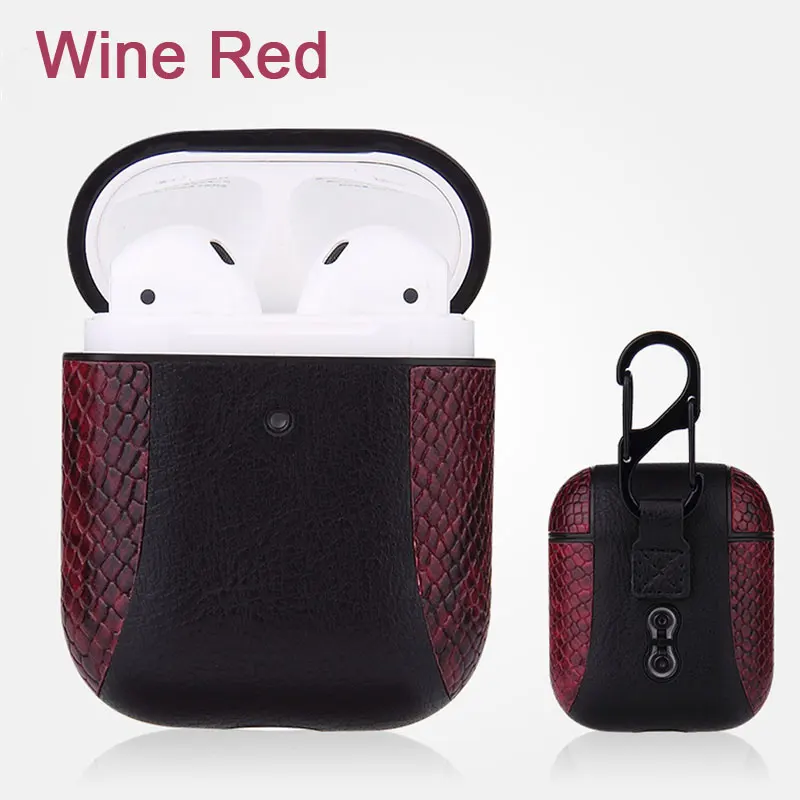 wine red Змеиная кожа чехол для Apple AirPods 1 2 Bluetooth беспроводной защитный чехол для наушников для Air Pods Pro Чехол зарядная коробка - Цвет: wine red