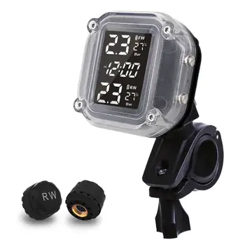 

Magnetic Motorcycle Real Time Tire Pressure Monitoring System TPMS Fuel Save Wireless LCD Display Waterproof Motor Tire Alarm