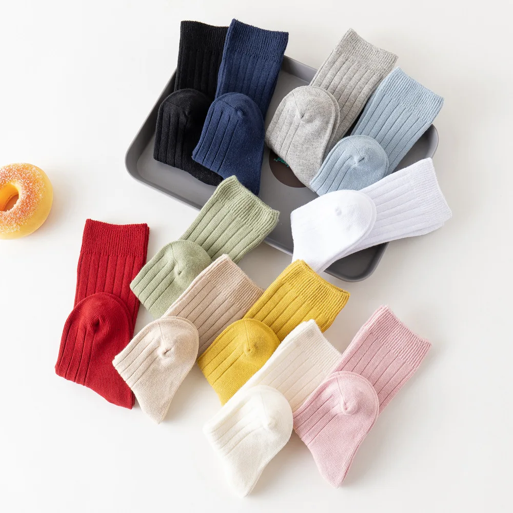 Baby Socks Children Socks Newborn Kids Infant Girls Boys Knee High Sock Toddler Girl Solid Cotton Stripe Plain Long Sock For 0-3 Years Children