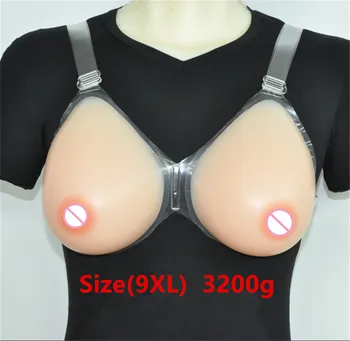 

3200g/pair Crossdresser Silicone Tits Bra Fake Breast Enhancer Huge Transexual Silicone Breast Forms Needn't Adhesives