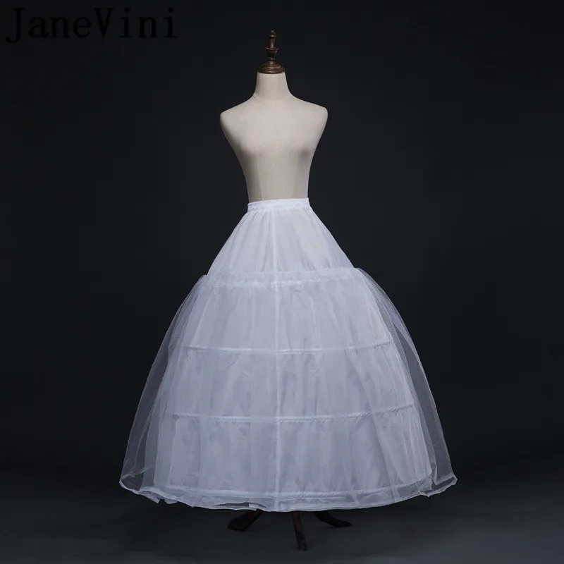 JaneVini Ball Gown Underskirt Women 4 Hoops Wedding Gown Petticoat Tulle Quinceanera Dress Net Bridal Petticoats Elastic Waist