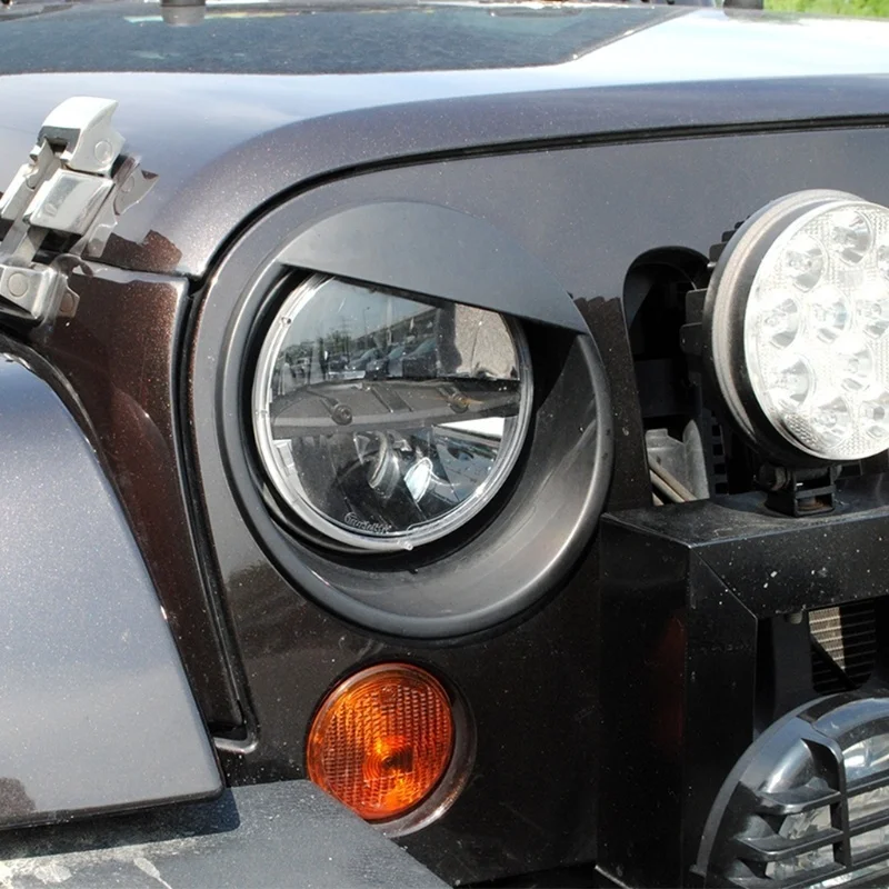 Angry Eyes черный обрамление передний светильник головной светильник накладка ABS для Jeep Wrangler аксессуары Rubicon Sahara JK 2007- 5